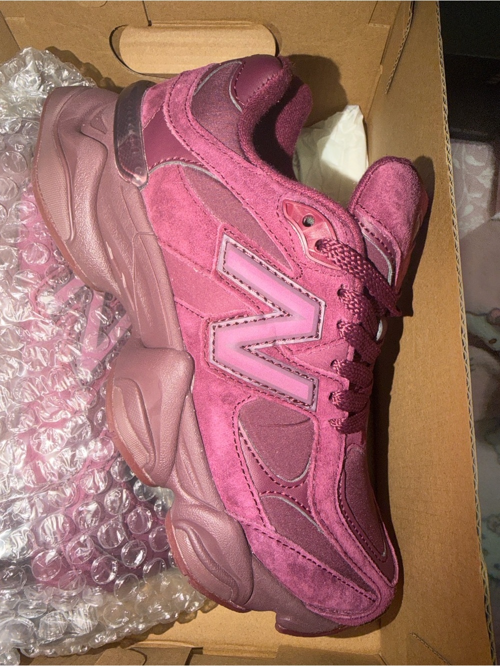 New Balance Women's Burgundy/Plum Suede Chunky Sneaker - Picture 6 of 7